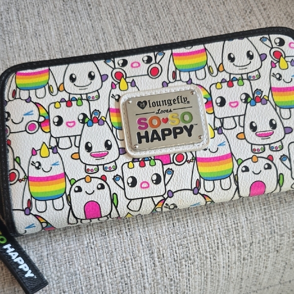 Loungefly So So Happy Multicolor Unicorn Bag , With Wallet - Picture 2 of 5